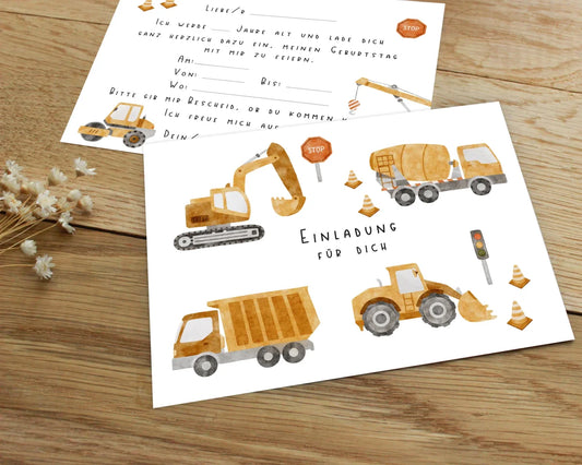 Heeaven Einladungskarte Baustelle Kindergeburtstag