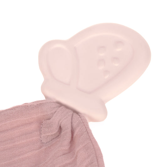 Lässig Schmusetuch mit Beißring Schmetterling rosa