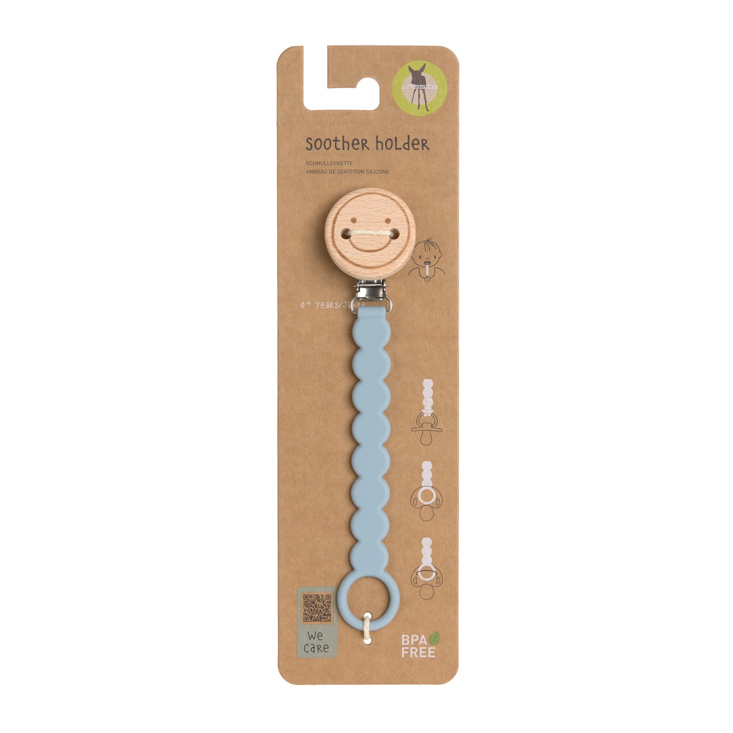 Lässig Schnullerkette tiny smile powder blue