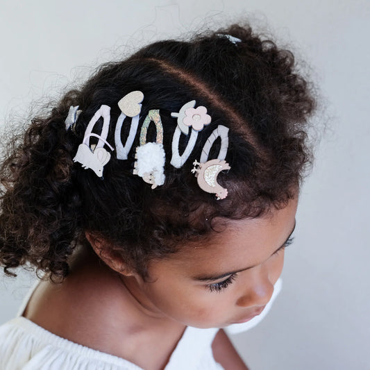 Mimi & Lula Mini Haarspangen Bauernhof, Schaf, Huhn, Maus, Clic Clacs 5er Pack