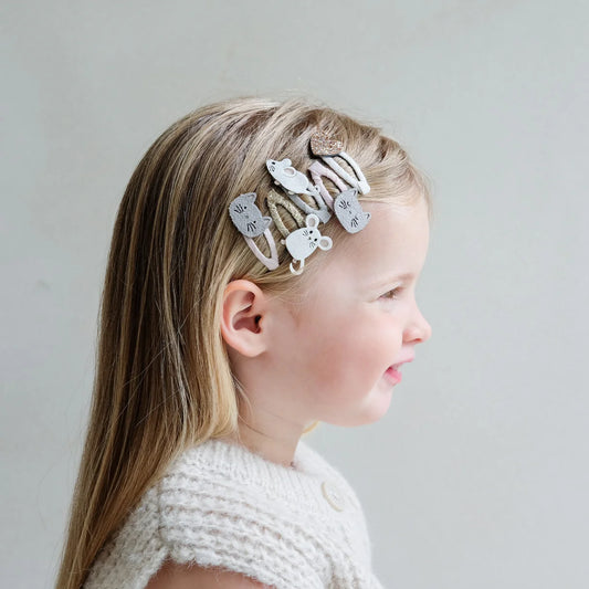 Mimi & Lula Mini-Haarspangen Katze und Maus, 5er Pack