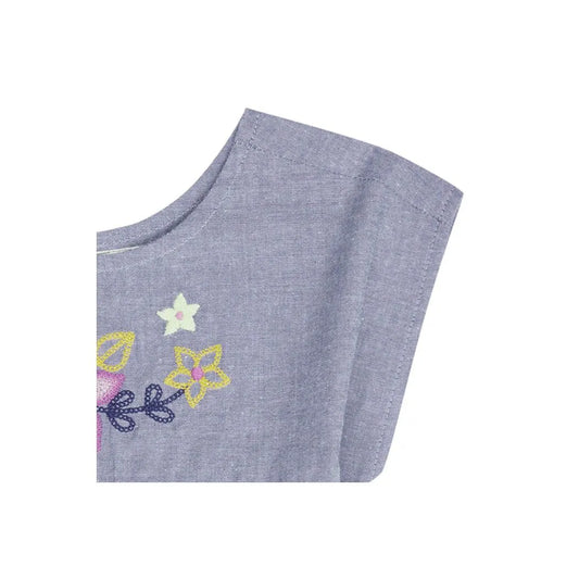 Sense Organics Phila Top Blue Flower Embroidery