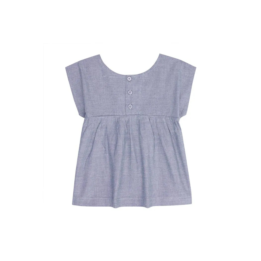 Sense Organics Phila Top Blue Flower Embroidery