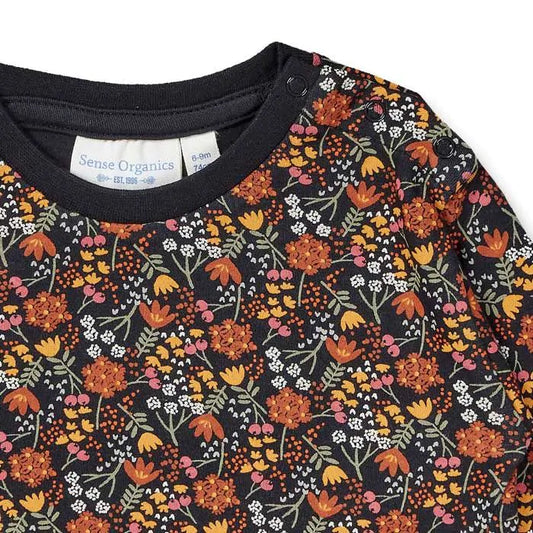 Sense Organics Klara Baby Langarmshirt Ditsy flower black