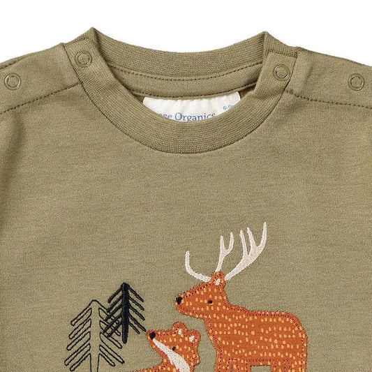 Sense Organics Elan Baby Shirt olive + Animals