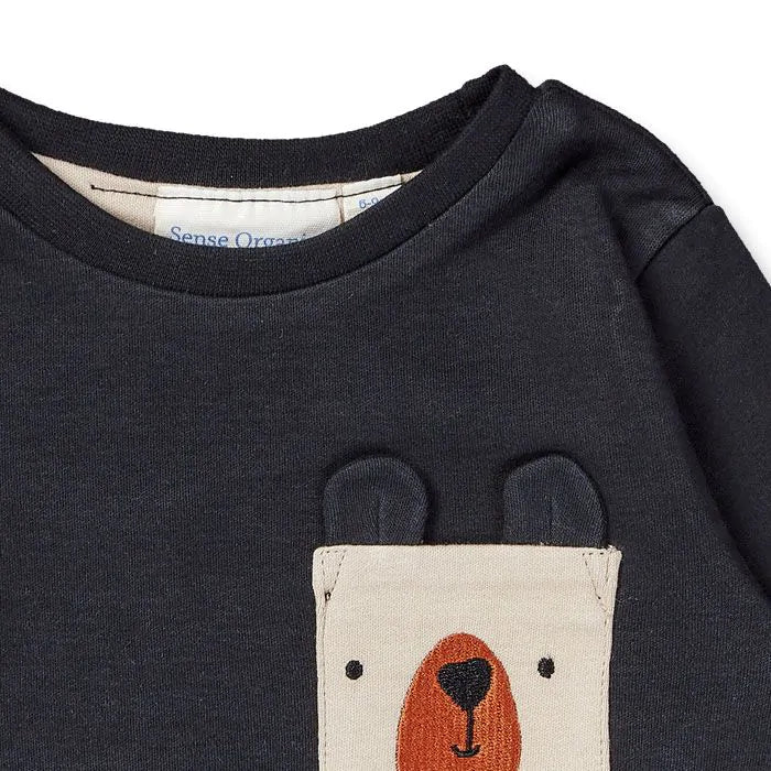 Sense Organics Felix Baby Wendeshirt Black+Bear/ Abstract shape