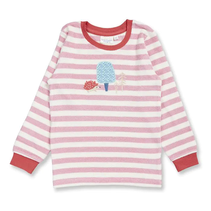 Sense Organics Schlafanzug Long John Retro Terry Pyjama pink stripes tree