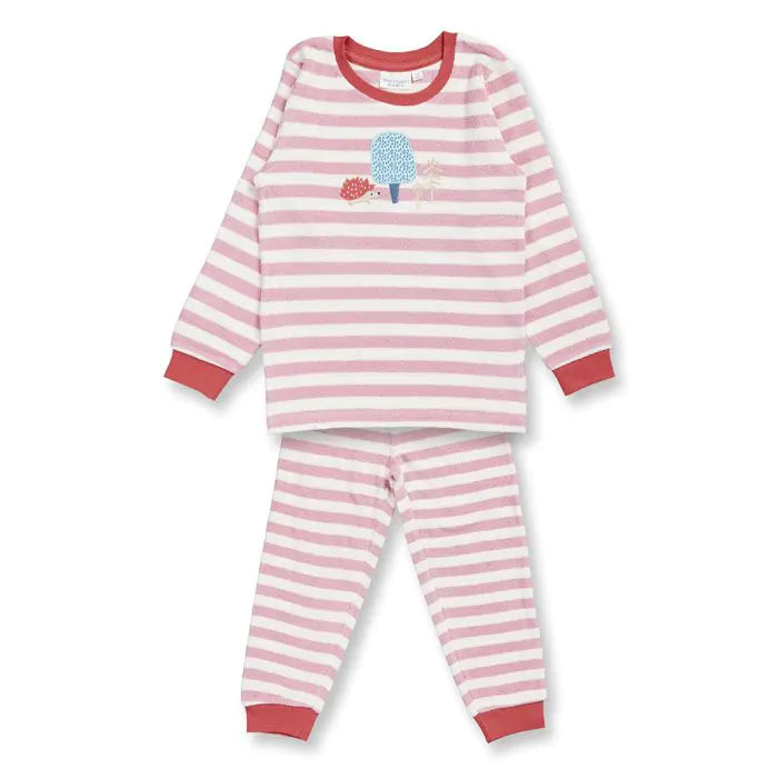 Sense Organics Schlafanzug Long John Retro Terry Pyjama pink stripes tree