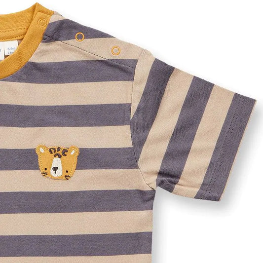 Sense Organics T-Shirt Anton Baby anthracite sand stripes Leo