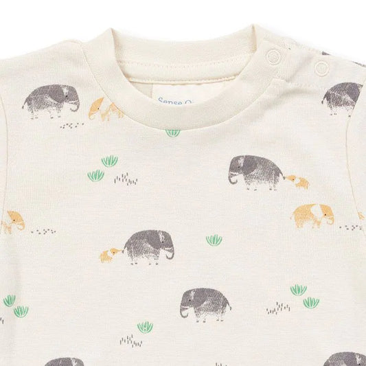 Sense Organics Varin Baby Body Shortsleeve Safari Animals Eggshell