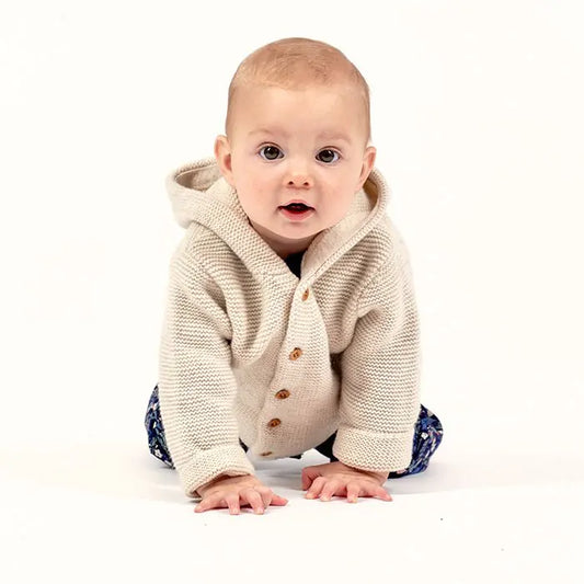Sense Organics Kaipo Baby Knitted Cardigan, Strickjacke, oatmeal Picasso