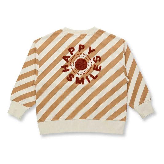 Sense Organics Dari Sweatshirt caramel stripes + Slogan Sun