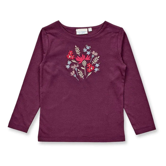 Sense Organics Aluna Langarmshirt, Plum + Flowers