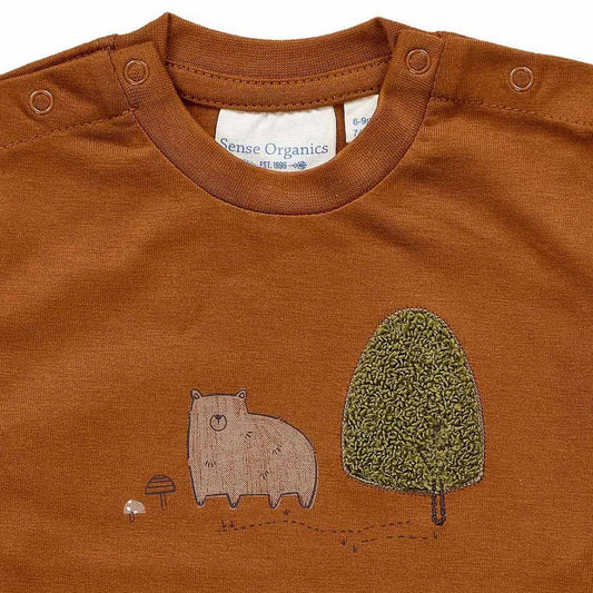 Sense Organics Elan Baby Shirt, Hazelnut + Woodland Bär
