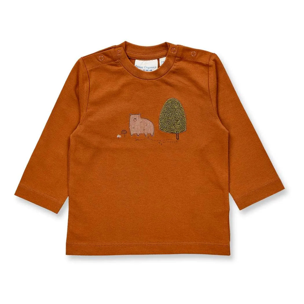 Sense Organics Elan Baby Shirt, Hazelnut + Woodland Bär