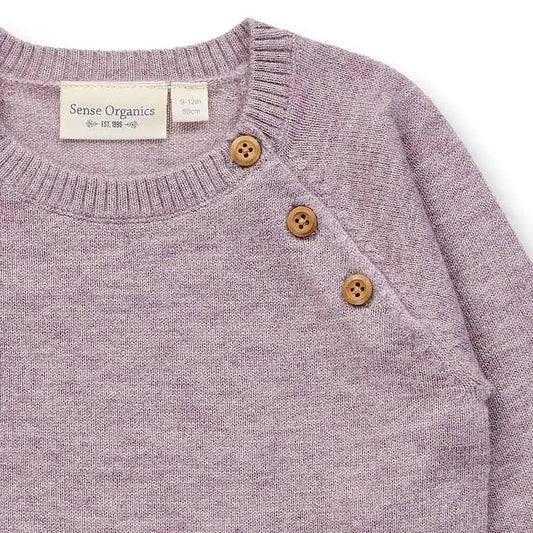 Sense Organics Siroo Baby Knitted Sweater, Wollpullover, mauve melange, Pullover