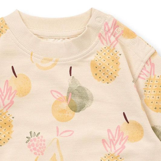 Sense Organics Siam Baby Sweatshirt AOP Fruits light beige