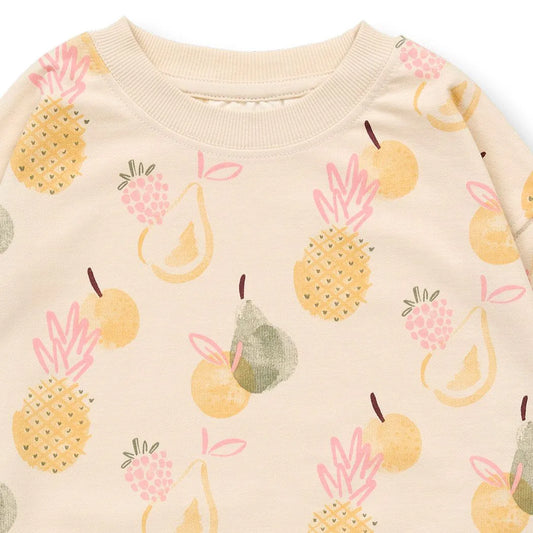Sense Organics Dari Sweatshirt, AOP Fruits light beige