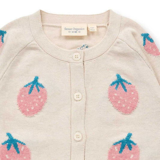 Sense Organics Elsa Knitted Cardigan Strawberry Pattern, Strickjacke