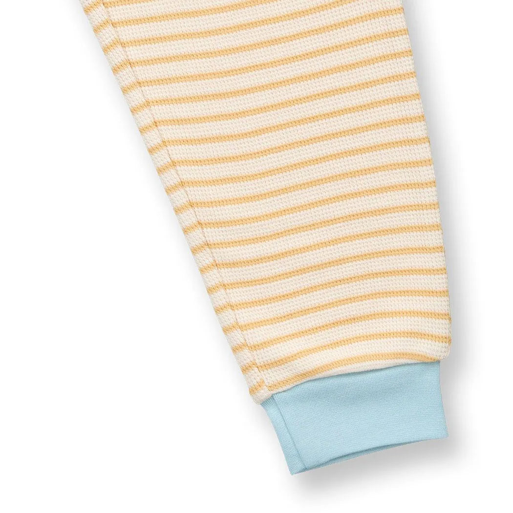 Sense Organics Junis Pyjama, cream yellow stripes + Caper, Schlafanzug