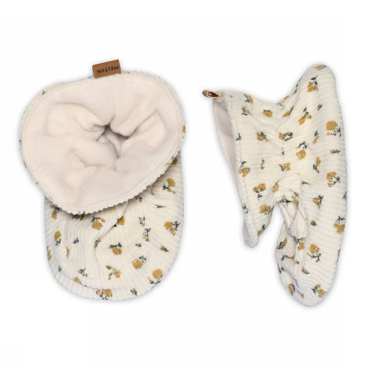 MP Denmark Floral Cordhausschuhe mit Ledersohle, Ecru