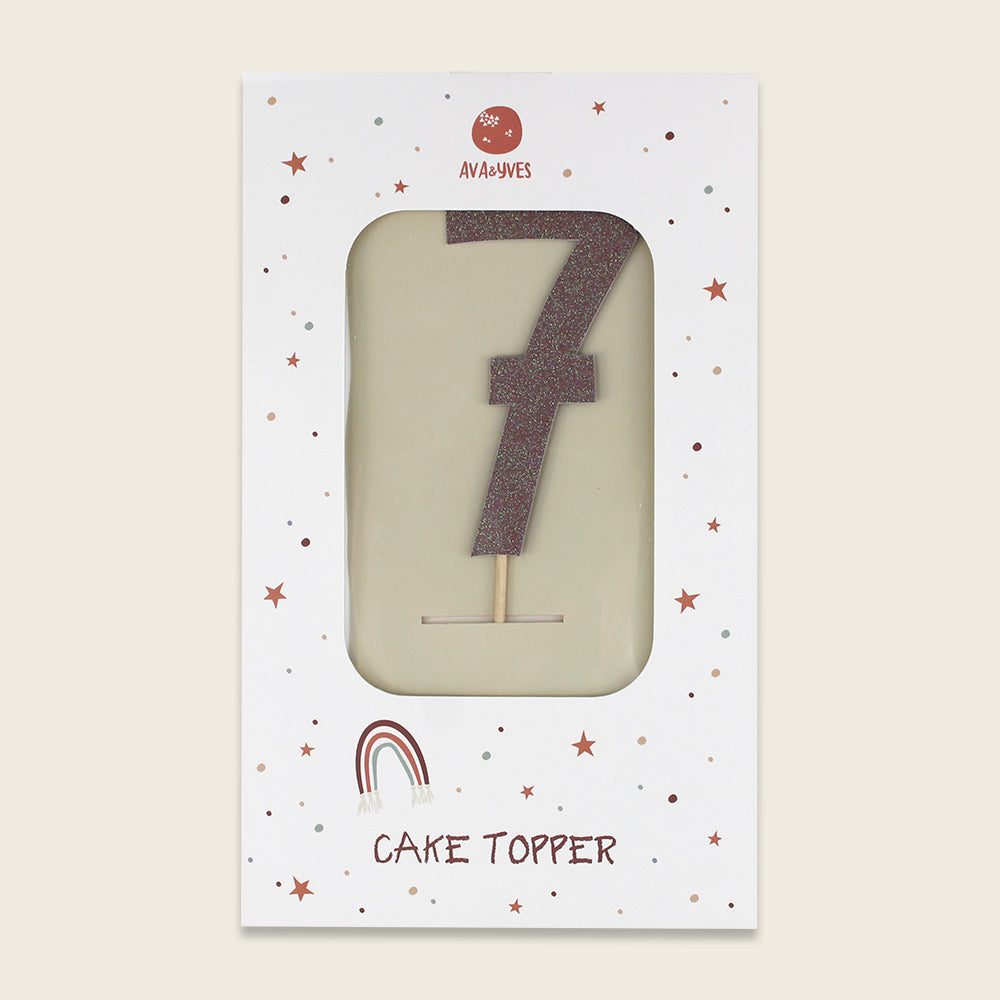 Ava & Yves Tortendeko, Cake Topper, Zahl 7, mit Glitzer, Under the Sea