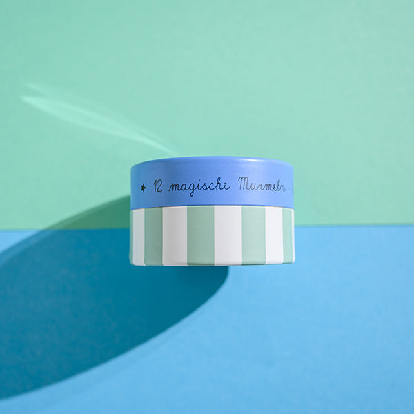 Ava&Yves Magische Murmeln, blau – Glow in the Dark, 12 Stück in Geschenkverpackung