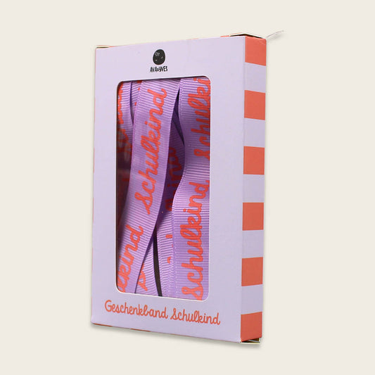 Ava&Yves Geschenkband-Set „Schulkind“, orange, lila, rosa