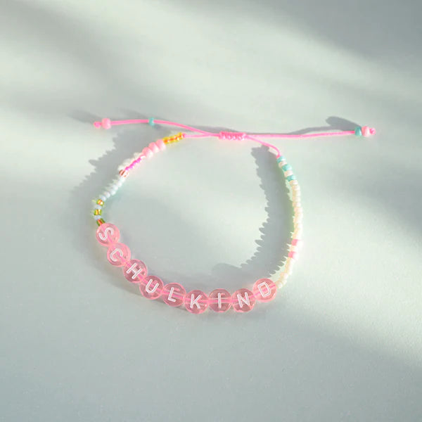 Ava&Yves Perlenarmband Schulkind rosa, Beutel in pink/weiß