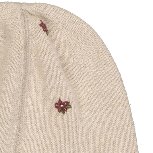 MP Denmark Helsinki floral Beanie, Mütze mit Cashmere, Beige Melange