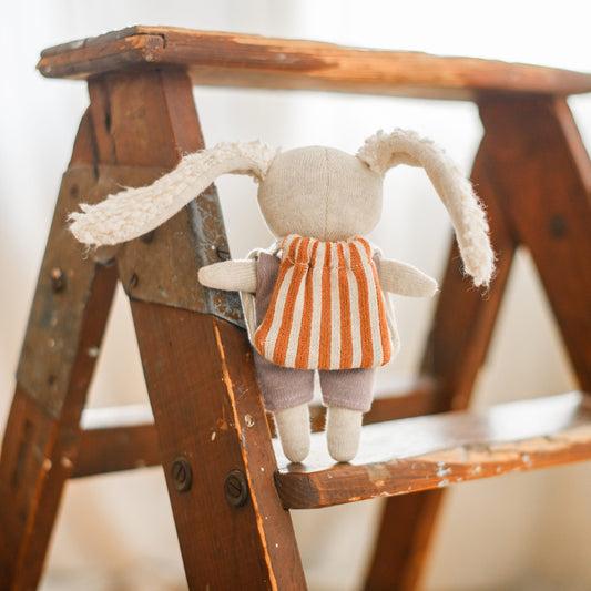 Ava&Yves Mutmacher-Hase mit fliederfarbenem Anzug