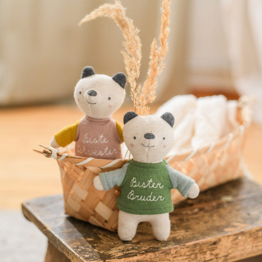 Ava&Yves Bär, Panda "Bester Bruder", grün, eisblau