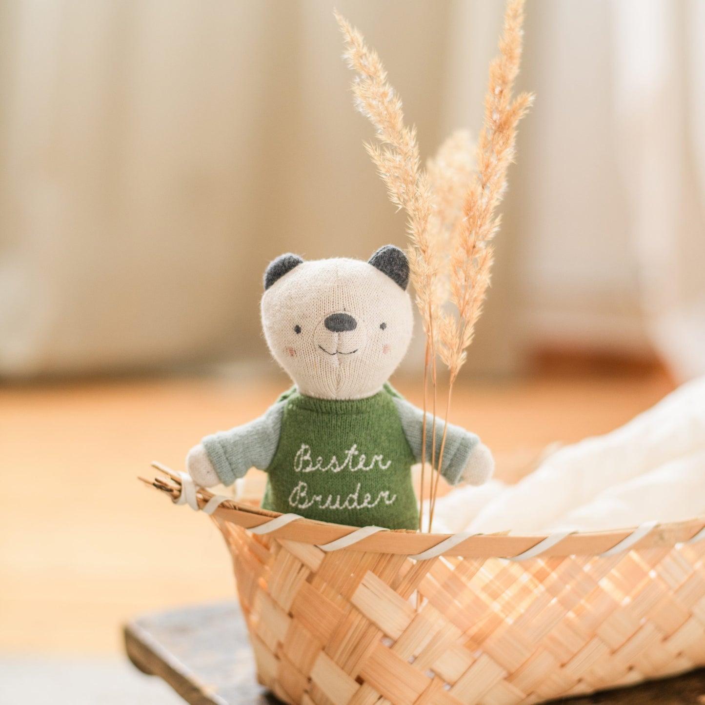 Ava&Yves Bär, Panda "Bester Bruder", grün, eisblau