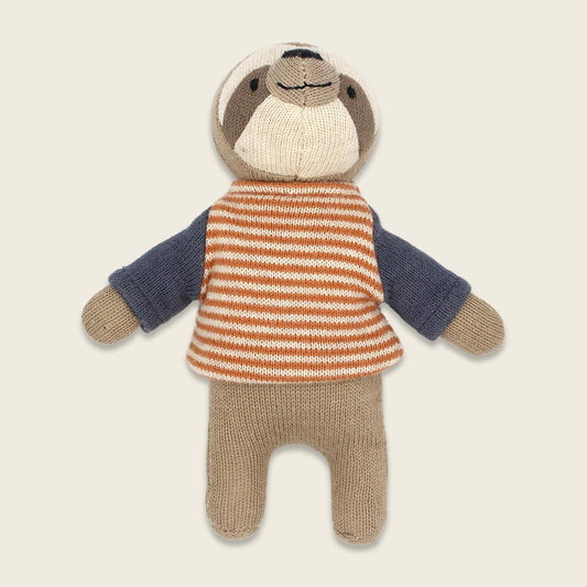 Ava&Yves Mini-Kuscheltier Faultier, Shirt apricot, altrosa gestreift