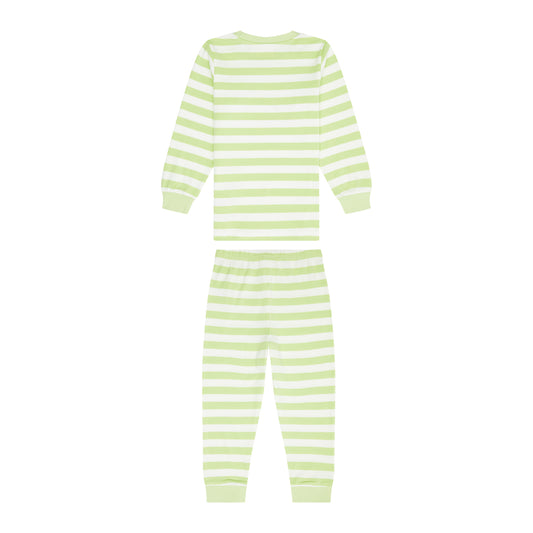 Sense Organics Long John Retro Pyjama Schlafanzug Lime Cream Stripes Crocodile