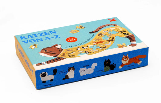 Laurence King Verlag Katzen von A - Z, Puzzle in Form einer Katze, 50 Teile