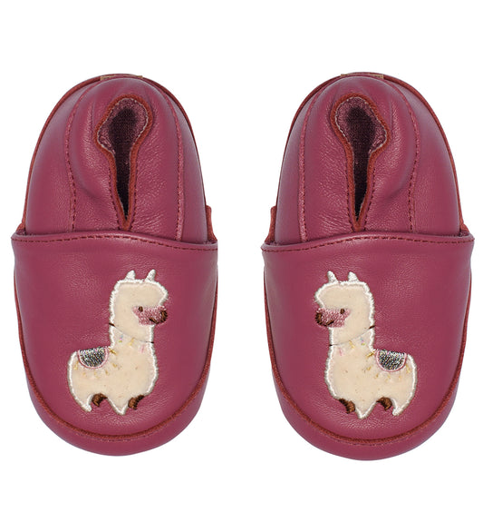 Melton Leder-Krabbelschuhe, Lederschühchen Lama pink
