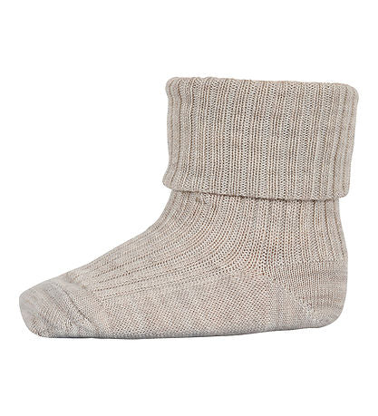 MP Denmark Wool Rib Babysocks, Socken, beige melange