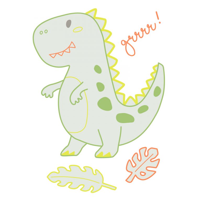 FabFab Stickers Bügelfolie- floureszierender Dinosaurier