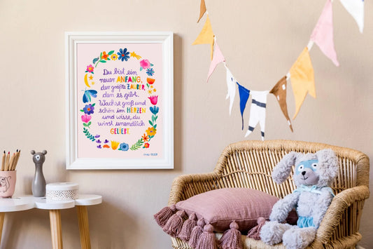 Frau Ottilie Print A4, Baby, Blumen