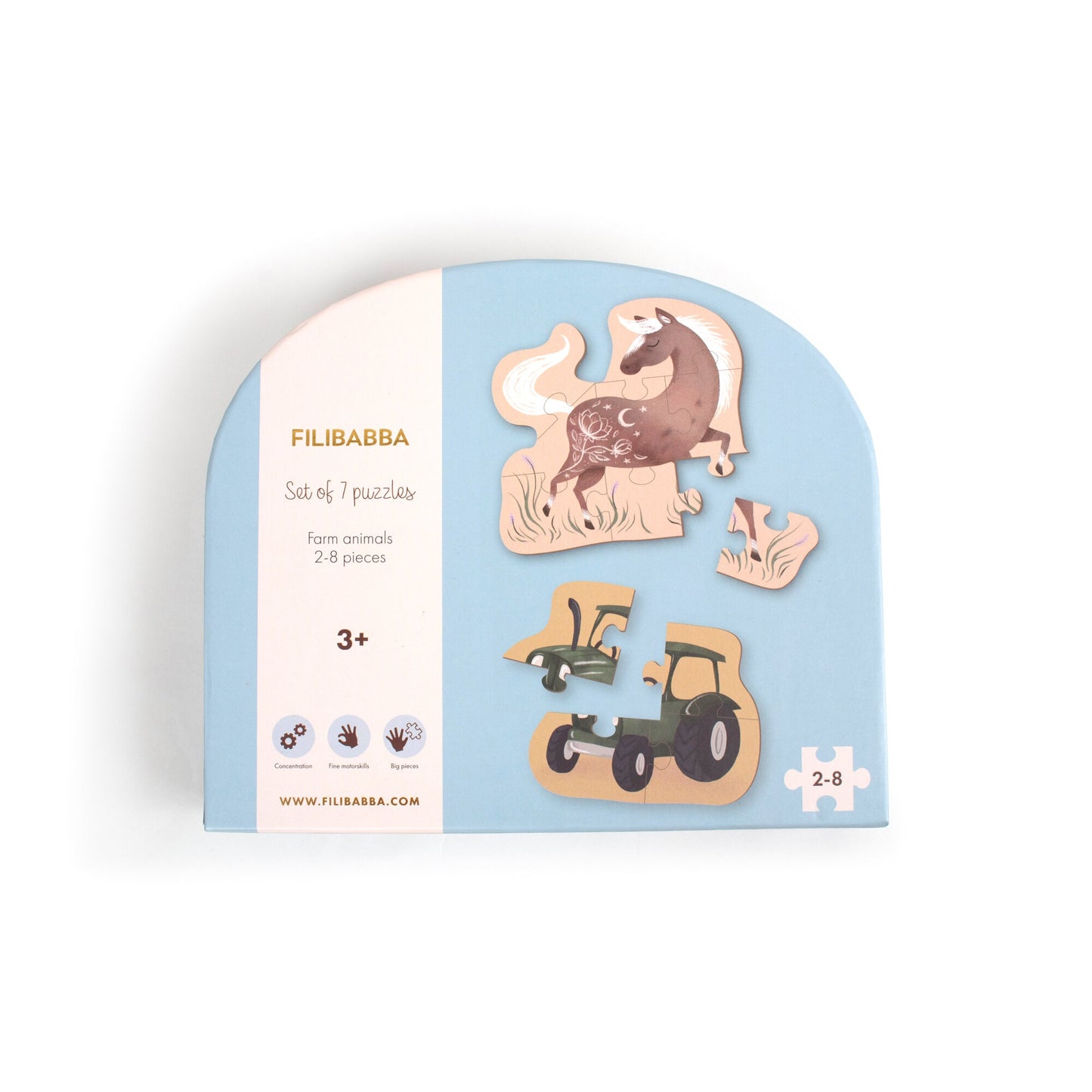 Filibabba Set mit 7 Puzzle Bauernhoftiere