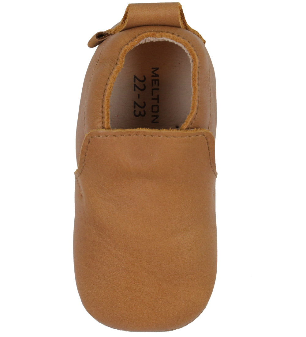 Melton Lederschuhe, Krabbelschuhe kognac braun