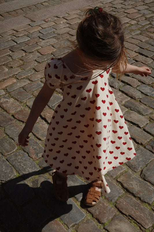 Konges Slojd Short Sleeve Dress, Kleid, amour rouge mit Herzen