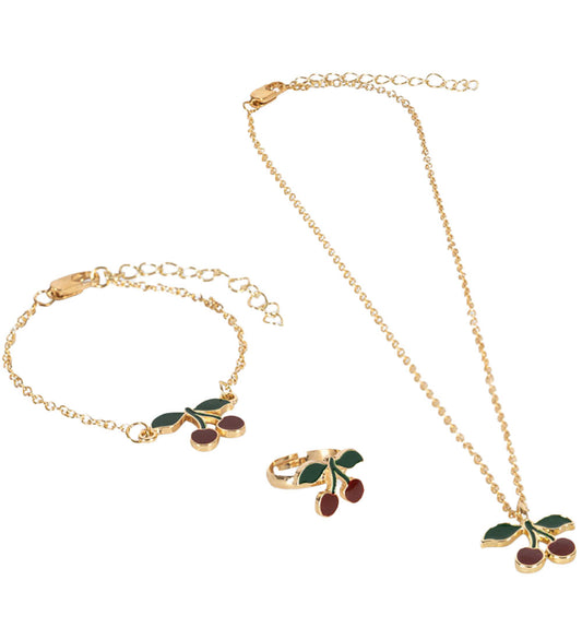 Konges Slojd Schmuck-Set, Kirsche, gold