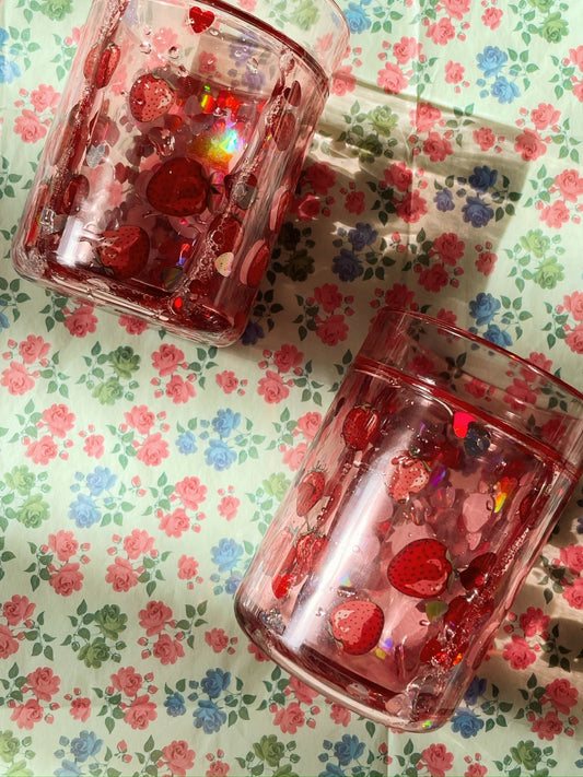 Konges Slojd Glitter Cups 2 Pack Fragola, Erdbeere, Glitzerbecher