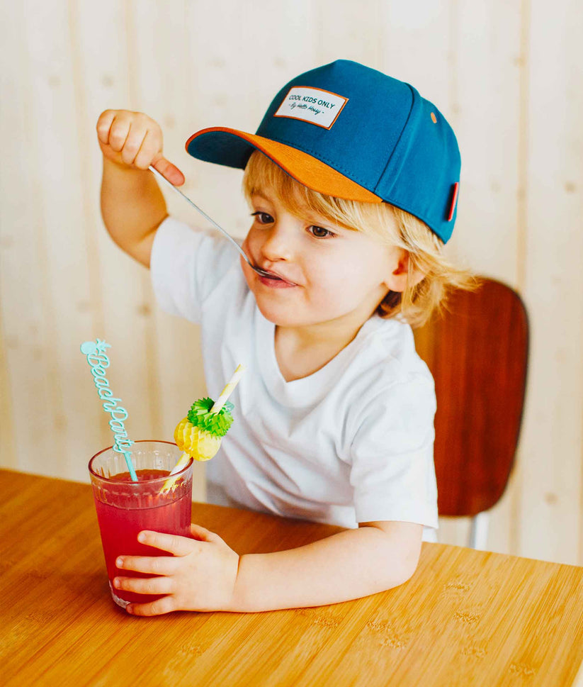Hello Hossy Cap, dunkelblau, orange, "Cool Kids only"