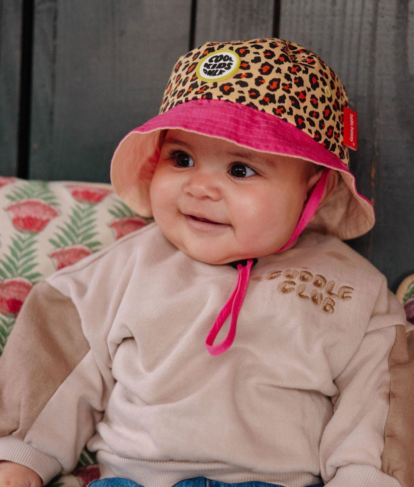 Hello Hossy Sonnenhut mit Schnur , Bucket Hat, pink, leopard