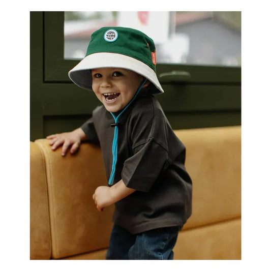 Hello Hossy Sonnenhut mit Schnur, dunkelgrün, beige