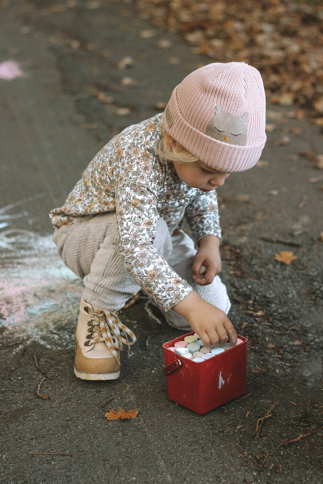 Little Who Mütze Beanie rosequartz mit Eule Grobstrick