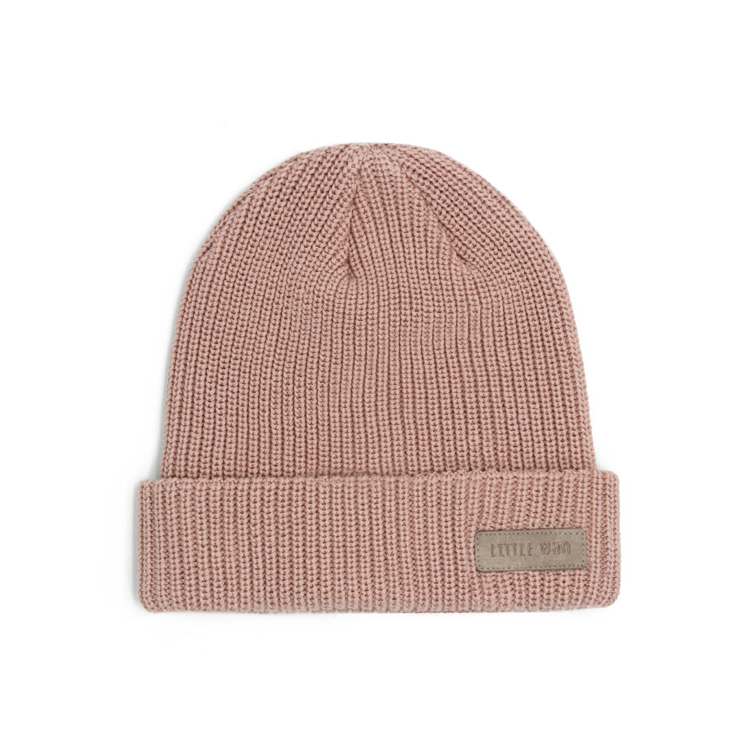 Little Who Mütze Beanie rosequartz mit Eule Grobstrick